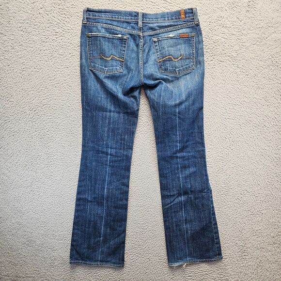 7 For All Mankid Jeans Womens Size 28 Blue Denim Bootcut Low Rise - Picture 7 of 14